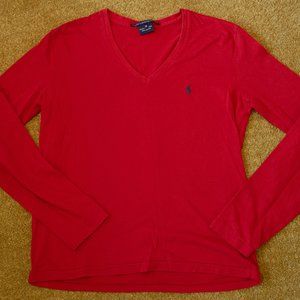 Ralph Lauren Red Long Sleeve Logo Tee